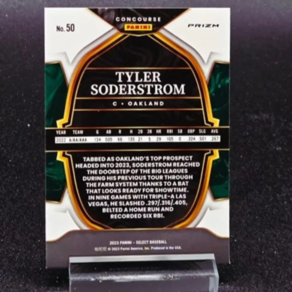 Tyler Soderstrom Orange Flash Prizm Three Hole Rookie Revolution Athletics Star